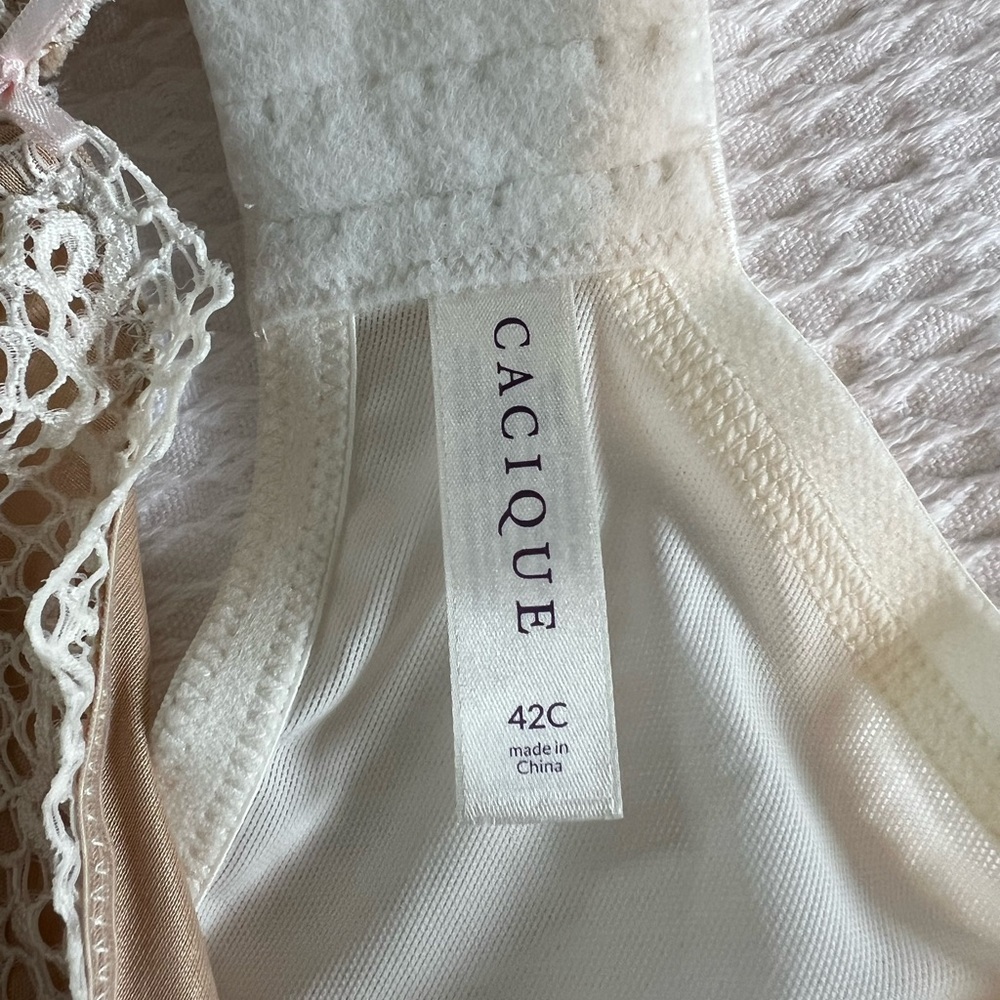 Cacique Cream Lace Underwire Bra with Floral Detailing - Picture 6 of 7